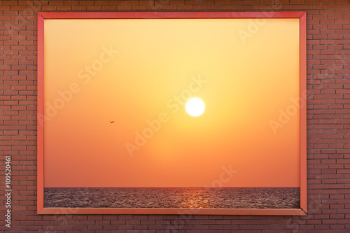 Plakat mit Sonneuntergang