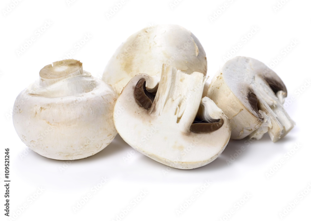Fototapeta premium Champignons or white mushrooms, isolated on white background.