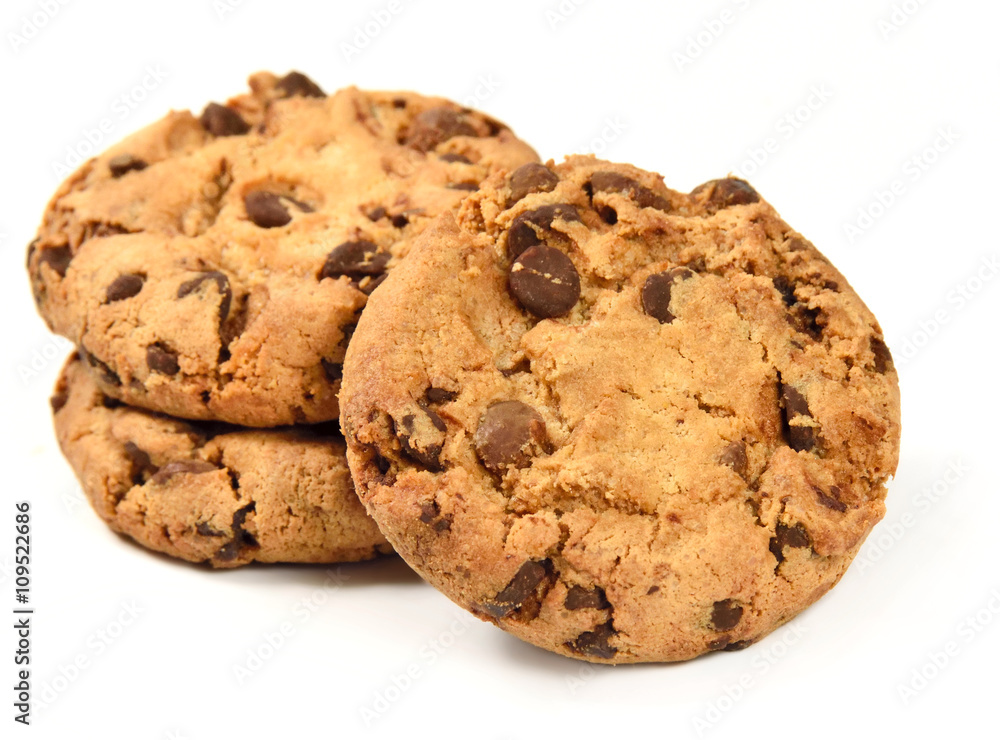 chocolate cookies. Arrangement, isolated on white. chocolate cookies. Arrangement, isolated on white.