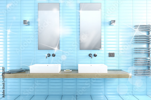 Shiny bathroom 3d rendering