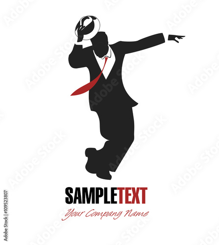 Elegant man silhouette dancing swing. Good for logotype