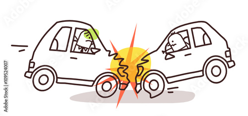 cartoon characters and car - car crash