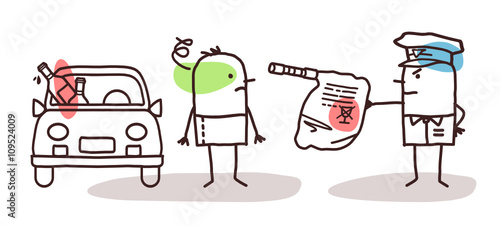 cartoon characters and car - alcohol test
