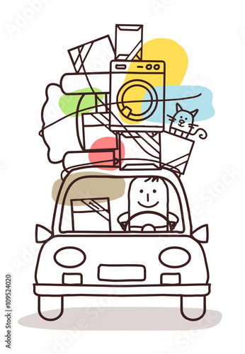 cartoon characters and car - move