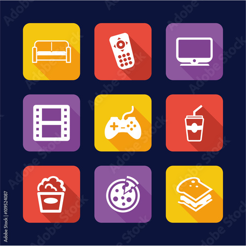 Couch Potato Icons Flat Design