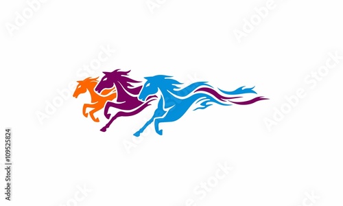 Three Horse logo abstract vector