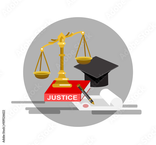 Law horizontal banner set with judical system elements isolated vector illustration