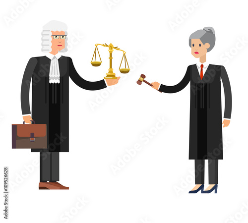 Law horizontal banner set with judical system elements isolated vector illustration