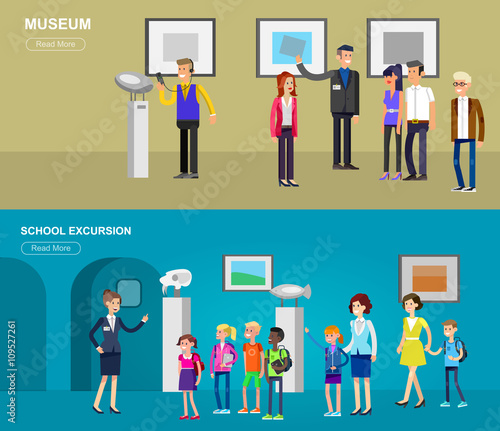 Funny character people in museum