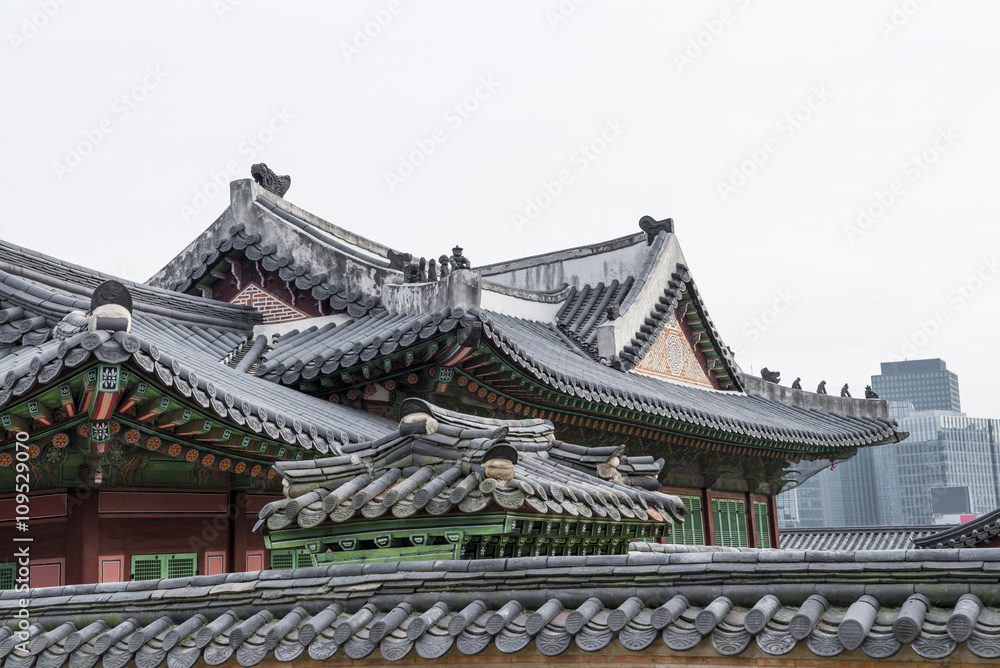 Architectural detail - Changdeokgung Palace in Seoul, republic K Architectural detail - Changdeokgung Palace in Seoul, republic K