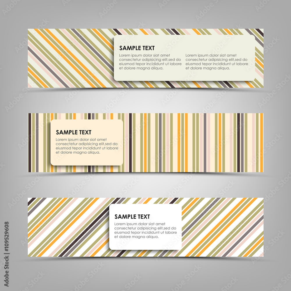 Fototapeta premium Horizontal banners with abstract stripes template