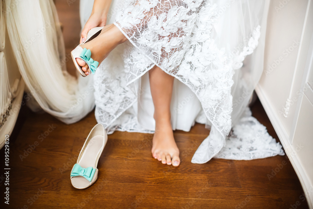 Bride's shoes on wedding day