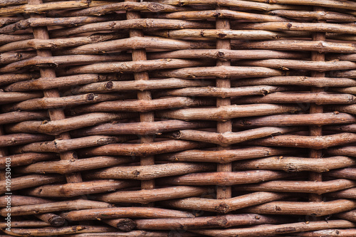 The texture of a wicker basket from a rod