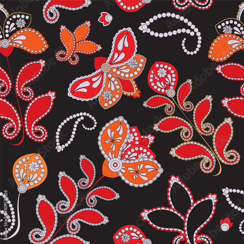 stock vector seamless doodle  floral pattern. orient. abstract b