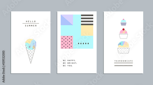 Cute collection of different ice cream. Vector. Isolated