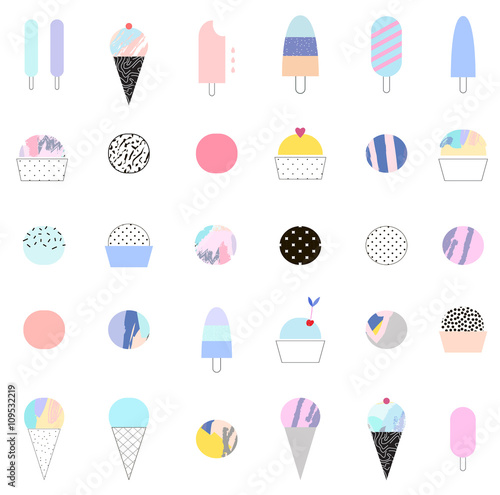 Seamless pattern with ice cream. Vector.