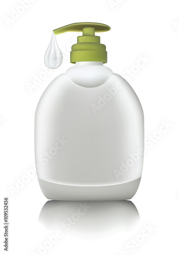 Bottle of liquid soap with dispencer