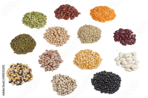 variety of beans and pulses