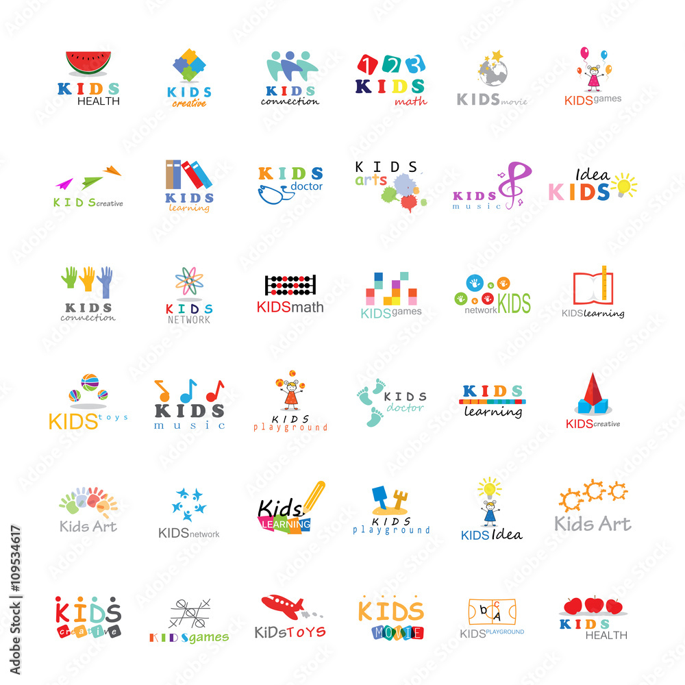 Children Icons Set-Vector Illustration,Graphic Design. Kids Concept