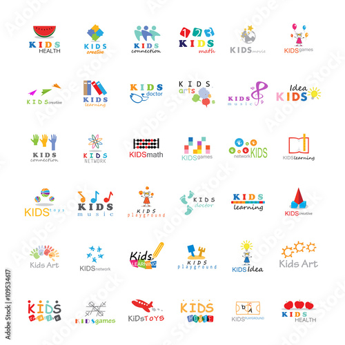 Children Icons Set-Vector Illustration,Graphic Design. Kids Concept