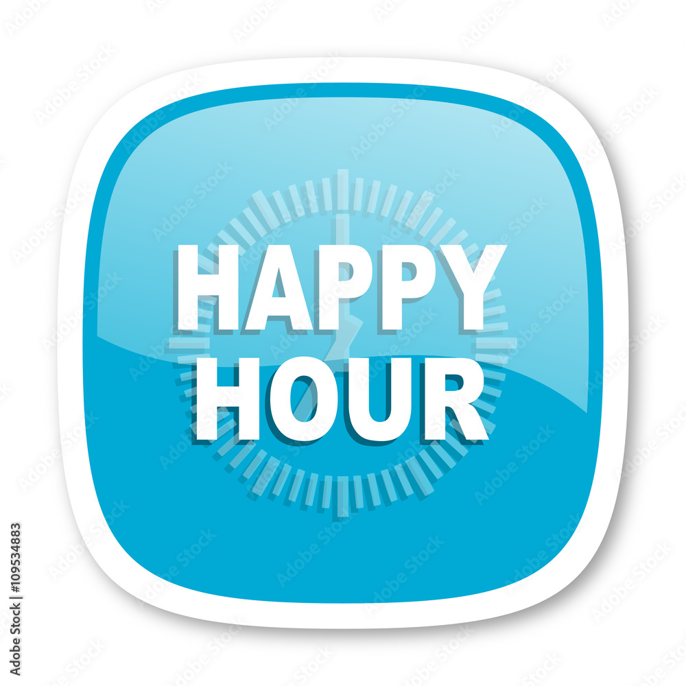 happy hour blue glossy web icon