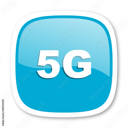5g blue glossy web icon