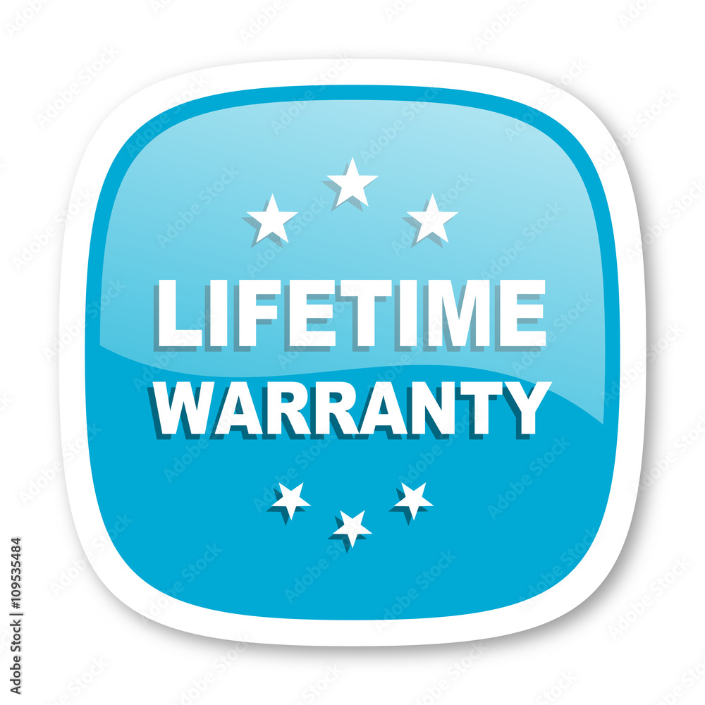 lifetime warranty blue glossy web icon