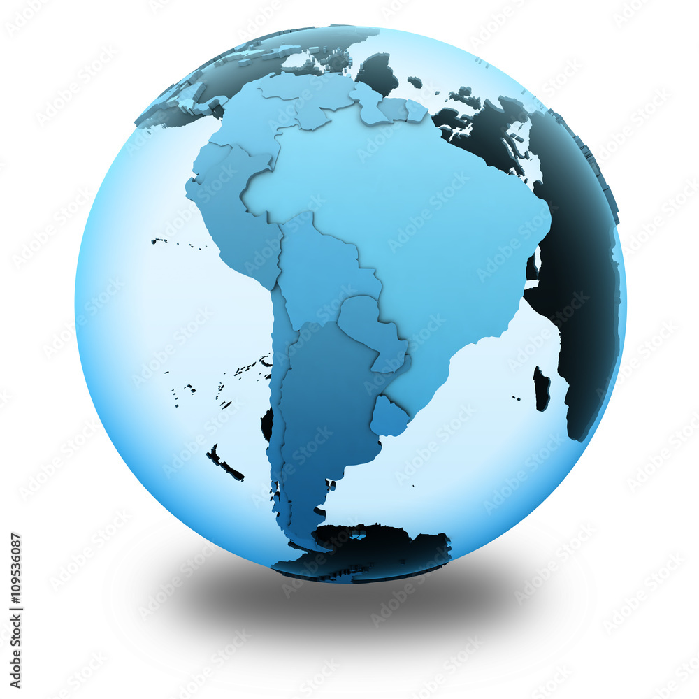 Fototapeta premium South America on translucent Earth