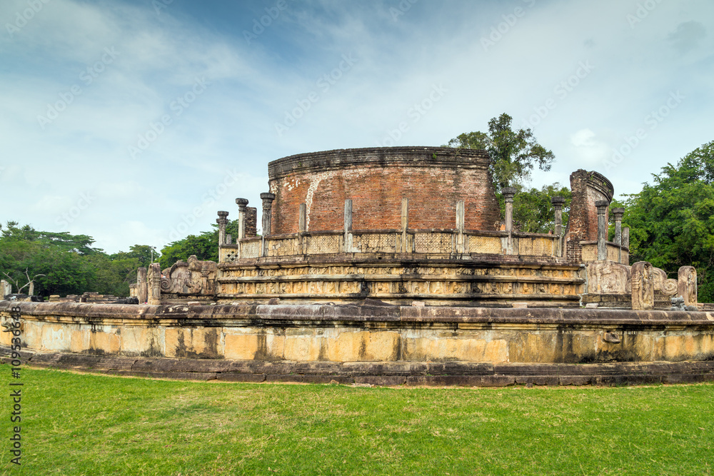 Polonnaruwa Vatadage stone ruins in Polonnaruwa city temple UNES