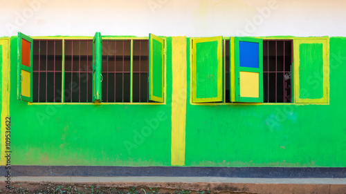 Colorful closed wooden windows