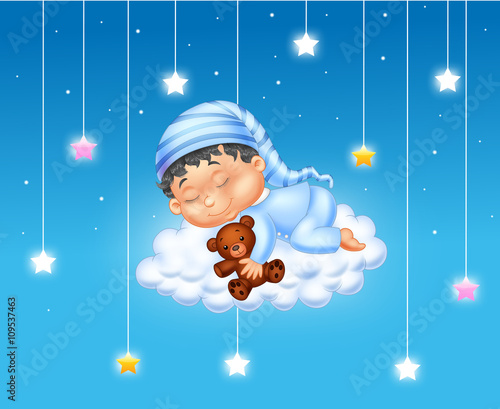 Baby sleeping on the cloud