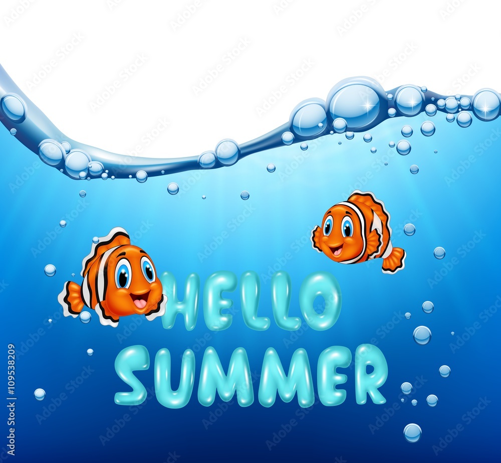 Summer background with clown fish 