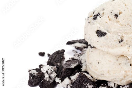 cropped image of scoop of cookies and cream ice cream