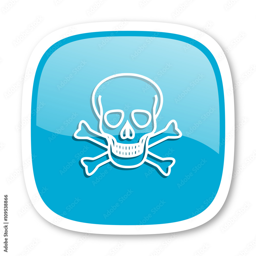 skull blue glossy web icon