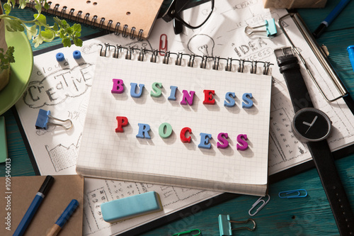 business process concept - inscription  on the desk