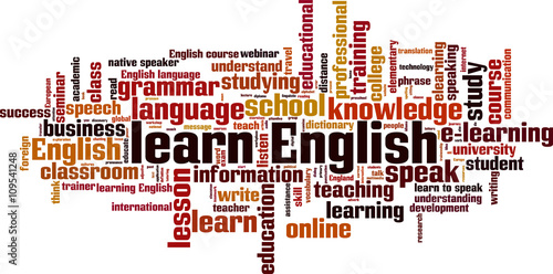 Learn English word cloud concept. Vector illustration