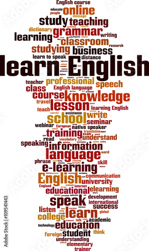 Learn English word cloud concept. Vector illustration