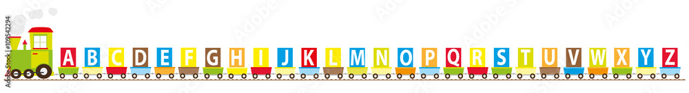 cartoon abc train - educational vector illustration for children