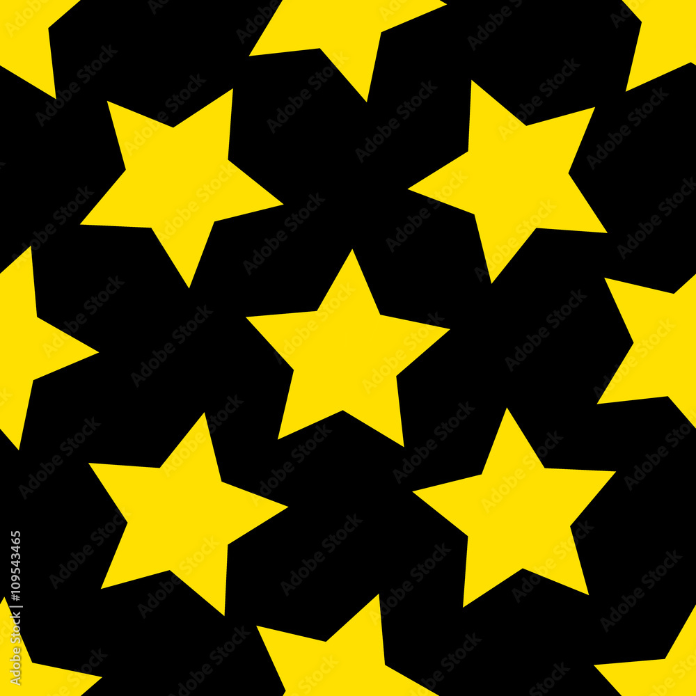 Seamless pattern. Yellow stars on black background Seamless pattern. Yellow stars on black background