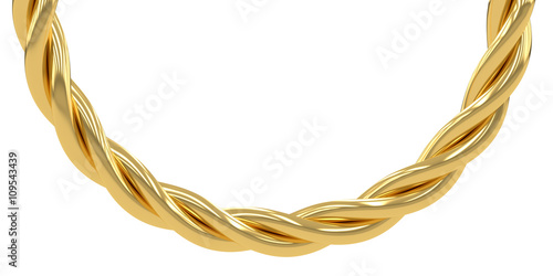 Golden wire, chain, 3D rendering