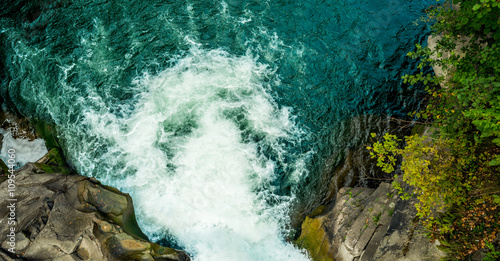 Fototapeta Naklejka Na Ścianę i Meble -  Waterfall in carpathian mountains, up view