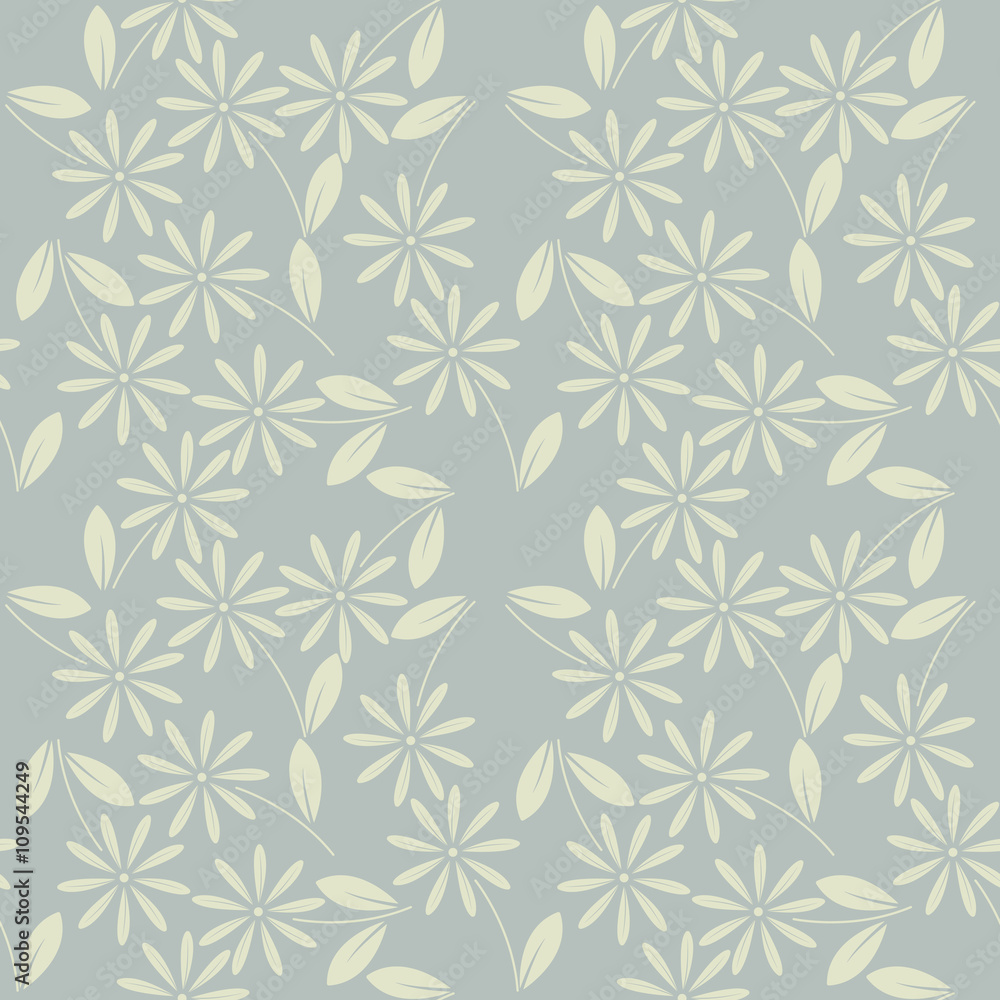 Decorative seamless pattern with chamomile flowers and leaves Decorative seamless pattern with chamomile flowers and leaves