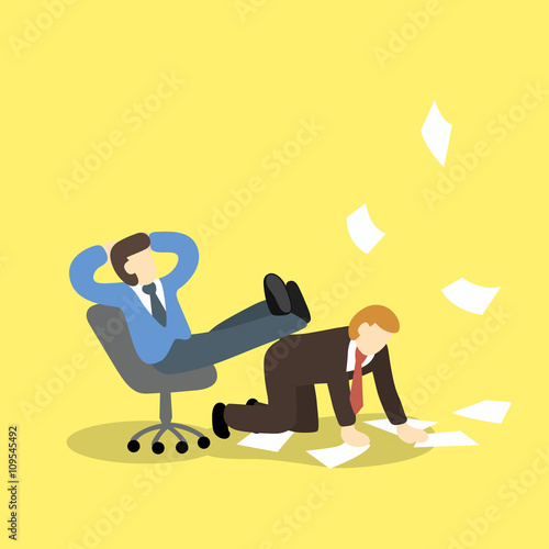 selfish unfair businessman with coworker or partner
