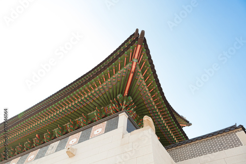 Gyeongbokgung palace gate at day time - Seoul, Republic of Korea photo