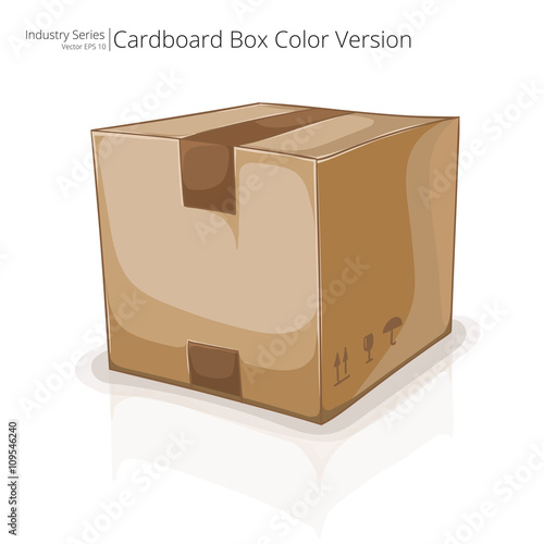 Cardboard Box. Abstract closed Cardboard Box. Front perspective view. Vector EPS10.
