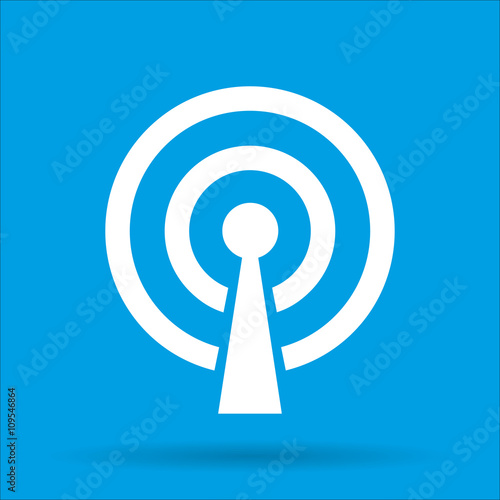 WIFI icon with shadow on a blue background, vector illustration