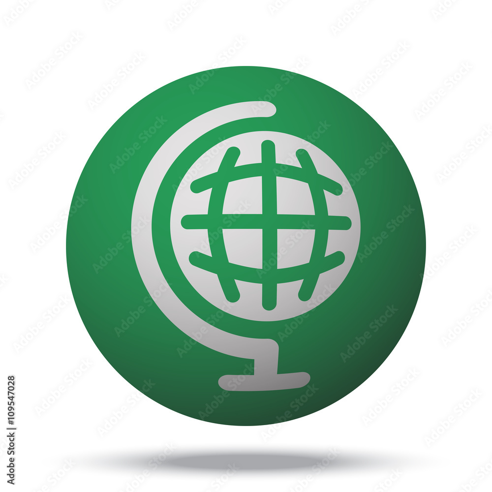 White Earth Globe web icon on green sphere ball White Earth Globe web icon on green sphere ball