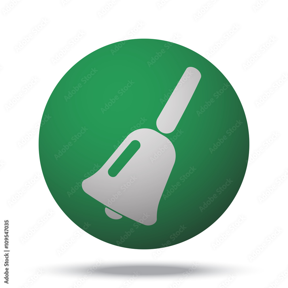 White School Bell web icon on green sphere ball White School Bell web icon on green sphere ball