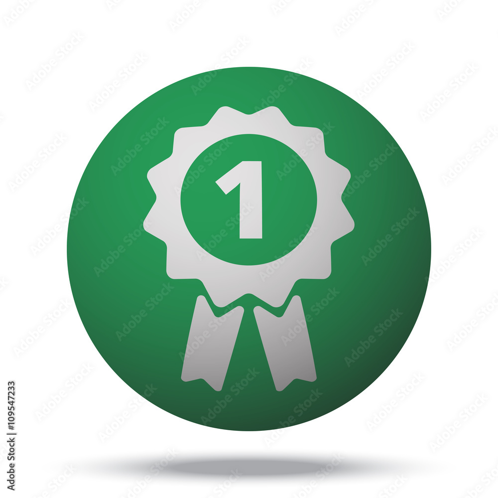 White Prize Ribbon web icon on green sphere ball White Prize Ribbon web icon on green sphere ball