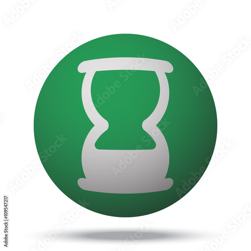 White Hourglass web icon on green sphere ball